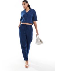 Mango - Denim Look Tie Waist Co-Ord Trousers - Lyst
