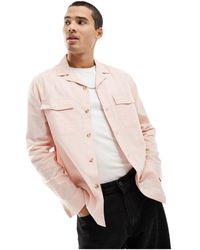 ASOS - Linen Blend Revere Collar Overshirt With Double Pockets - Lyst