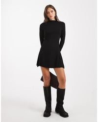 Miss Selfridge - Vestito Corto Con Corpino Aderente E Gonna Svasata Con Collo Alto - Lyst