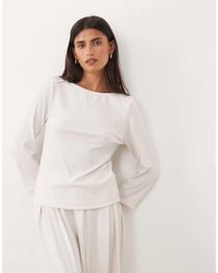 ASOS - Mix & Match Lounge Rib Long Sleeve Top With Slash Neck - Lyst
