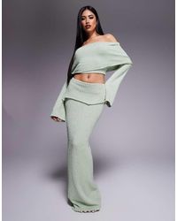 Wanderdoll - Yasmin Boucle Knit Dramatic Foldover Maxi Skirt Co-ord - Lyst