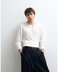 ASOS COLLECTIVE - Relaxed Long Sleeve Linen Rich Henley T-shirt - Lyst