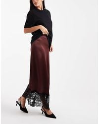 Miss Selfridge - Satin And Lace Bias Maxi Skirt - Lyst