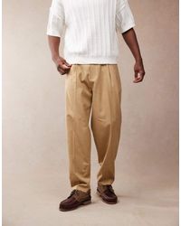 ASOS - Pantalones De Vestir De Corte Tapered Extragrande Con Pinzas Delanteras De Mezcla De Lino De -Neutro - Lyst