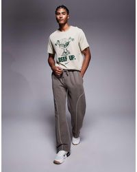 Good For Nothing - Joggers Marrones De Pernera Recta Con Pespuntes Remallados En Contraste De - Lyst