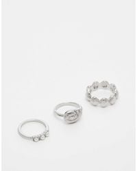 ASOS - – 3er-pack farbene ringe mit kunstperlen- und muscheldesign - Lyst