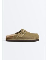 Oysho - Split-leather Buckled Mules - Lyst