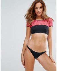 Pistol Panties Neonroze Bikiniset Met Mesh En Kapmouwtjes - Zwart