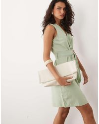 Vila - Linen Blend Wrap Front Mini Dress With Tie Belt - Lyst
