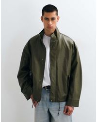 ASOS - Leather Look Bomber Jacket - Lyst