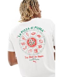 PUMA - Pizza - t-shirt bianca con grafica sul retro - Lyst