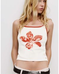 Pull&Bear - Top Met Bandjes En Bloemenprint - Lyst