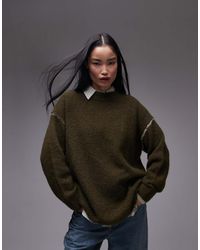 TOPSHOP - Knitted Exposed Contrast Seam Oversized Jumper - Lyst