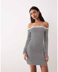 ASOS - Mini Jurk Met Blote Schouders, Lange Mouwen En Kanten Rand - Lyst