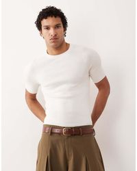 ASOS - Essential Muscle Fit Knitted Rib Saddle Sleeve T-shirt - Lyst