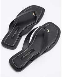 River Island - Leather Toe Thong Flat Sandal - Lyst