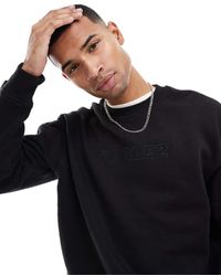 Parlez - Felpa Girocollo Oversize Con Ricamo Del Logo Nera - Lyst