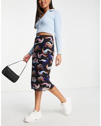 Monki - People Print Mesh Midi Skirt - Lyst
