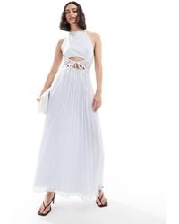 ASOS - Halter Cowl Neck Lace Tie Waist Pleat Midi - Lyst