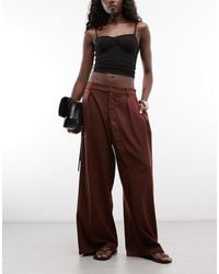 Daisy Street - Mid Rise Wide Leg Trousers With Asymmetric Buttons - Lyst