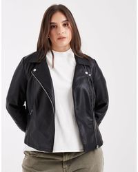 ONLY - Faux Leather Biker Jacket - Lyst
