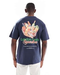 Only & Sons - Camiseta Azul Oscuro Extragrande Con Estampado "London Fields" En La Espalda De -Azul Marino - Lyst