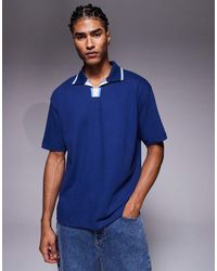 ASOS - Relaxed Textured Polo With Contrast Collar - Lyst