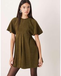 ASOS - Cord T-shirt Mini Dress With Stitching Detail - Lyst