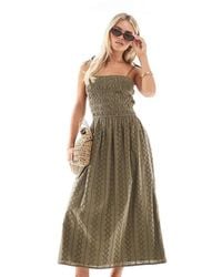 Miss Selfridge - Strappy Broderie Maxi Dress - Lyst