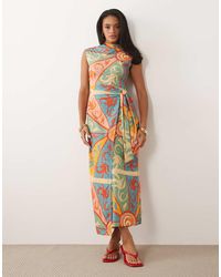 Never Fully Dressed - Lucy Textured Short Sleeve Tie Front Midi Dress - Lyst