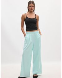 Stradivarius - Palazzo Joggingbroek Met Elastische Tailleband - Lyst