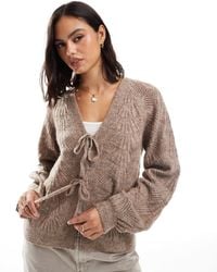 Object - Knitted Tie Front Cardigan - Lyst