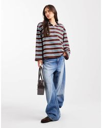 4th & Reckless - Cotton Rich Collared Long Sleeve Wide Sleeve Rugby Top - Lyst