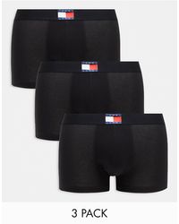 Tommy Hilfiger - Tommy jeans - heritage essentials - confezione da 3 boxer aderenti neri con fascia - Lyst