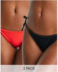 New Look - Confezione da 2 slip bikini rossi con laccetti laterali - Lyst