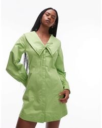 TOPSHOP - Poplin Feminine Collar Seamed Mini Dress - Lyst