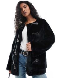 Y.A.S - Faux Fur Jacket With Buckle Fastening - Lyst