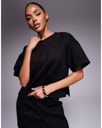 ASOS - Co-ord Faux Suede Boxy T-shirt - Lyst