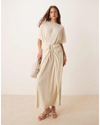 ASOS - Plisse Short Sleeve Wrap Tie Maxi Dress - Lyst
