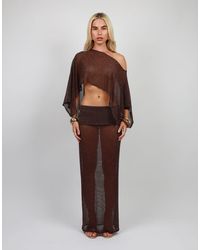 SIMMI - Foldover Sheer Knit Maxi Skirt - Lyst