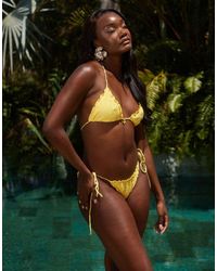 South Beach - Tie Side Bikini Bottom With Frill Hem - Lyst