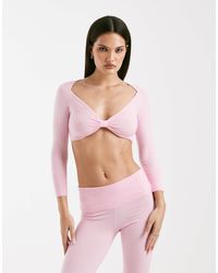 I.AM.GIA - Morgana Super Soft Fine Knit Bow Front Long Sleeve Crop Top - Lyst