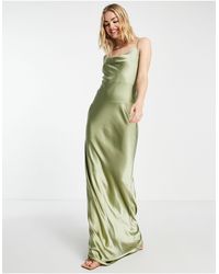 Pretty Lavish Bridesmaid Keisha Satin Maxi Dress in Brown | Lyst