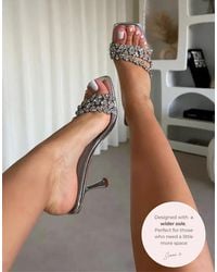 SIMMI - Blushing Diamante Mid Heel Mules Wide Fit - Lyst
