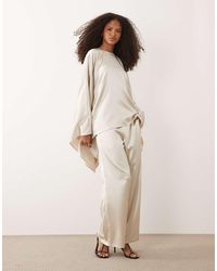 Iyal - Satin Wide Leg Pants - Lyst