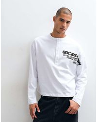 ASOS - Boxy Oversized Henley T-shirt With Text Graphic - Lyst