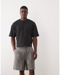 ASOS - Mid Length Denim Stripe Jorts - Lyst