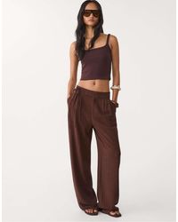 Stradivarius - – fließende leinenmix-hose - Lyst