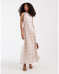 ASOS - Slash Neck Midi Dress With Asymmetric Hem - Lyst