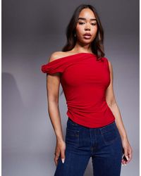 ASOS - Top Van Gladde Stof Met Geknoopte Schouder En Asymmetrische Zoom - Lyst